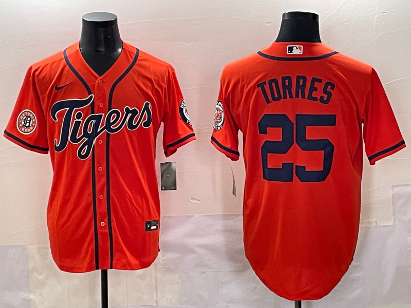Men 2025 Detroit Tigers #25 Torres orange Nike MLB Jersey style 6->detroit tigers->MLB Jersey